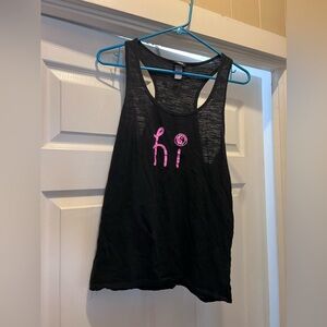 T & C Surf Designs Hawaii black and pink “hi” lightweight tank top